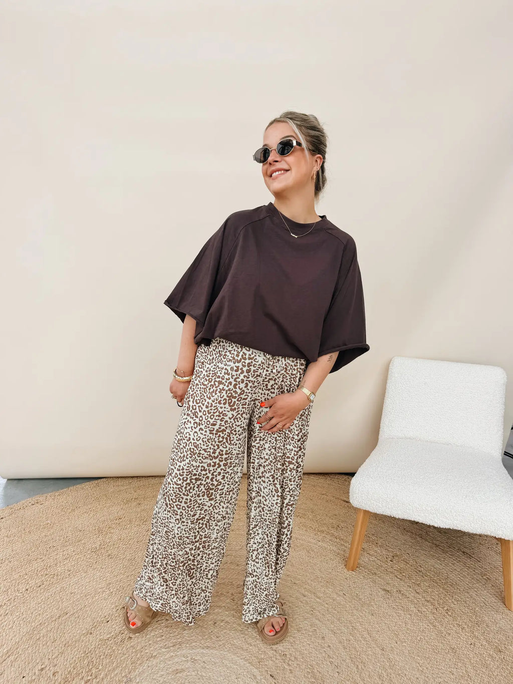 Lizanne Leopard Pantalon Choco