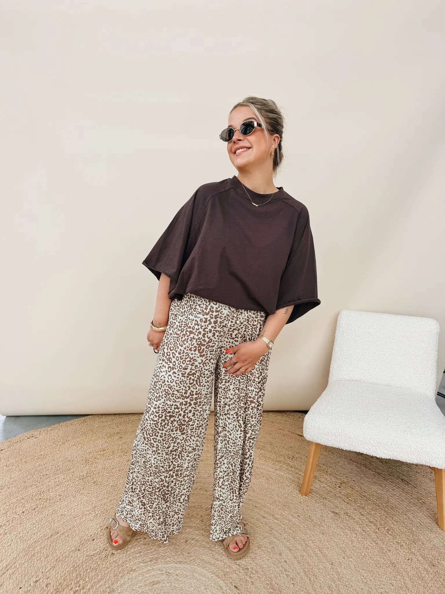 Lizanne Leopard Pantalon Choco
