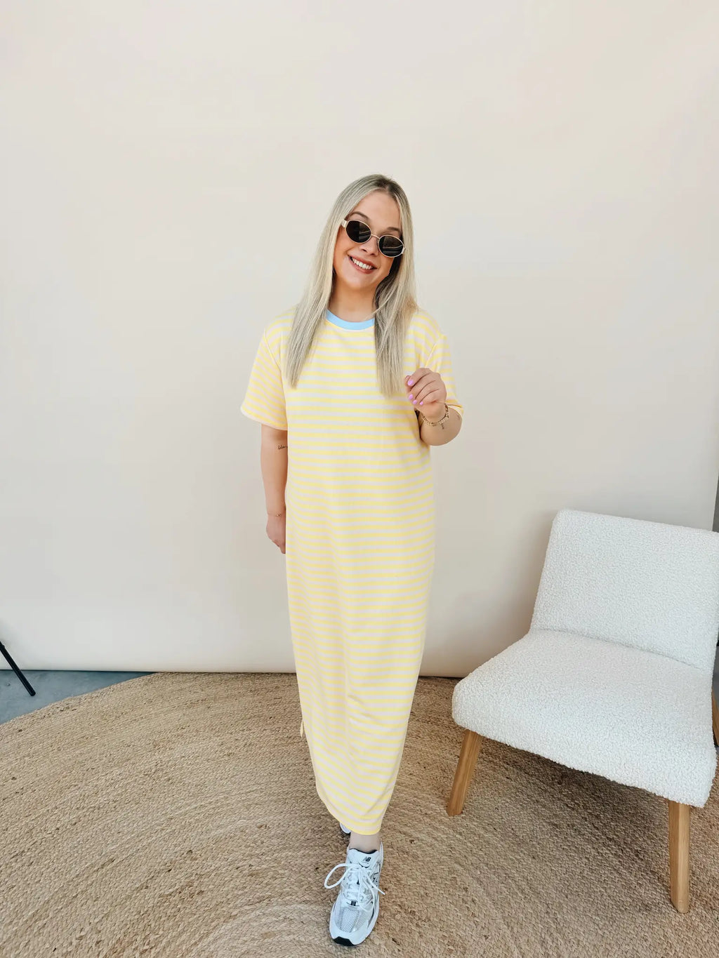 Ines Striped Dress Geel