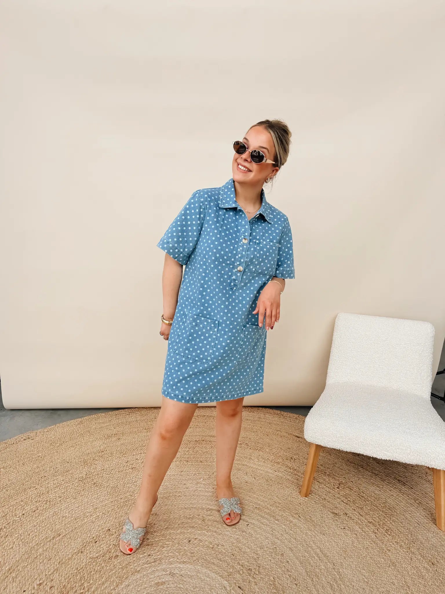 Nova Dot Jeans Dress