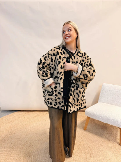 Cato Leopard Jacket Beige