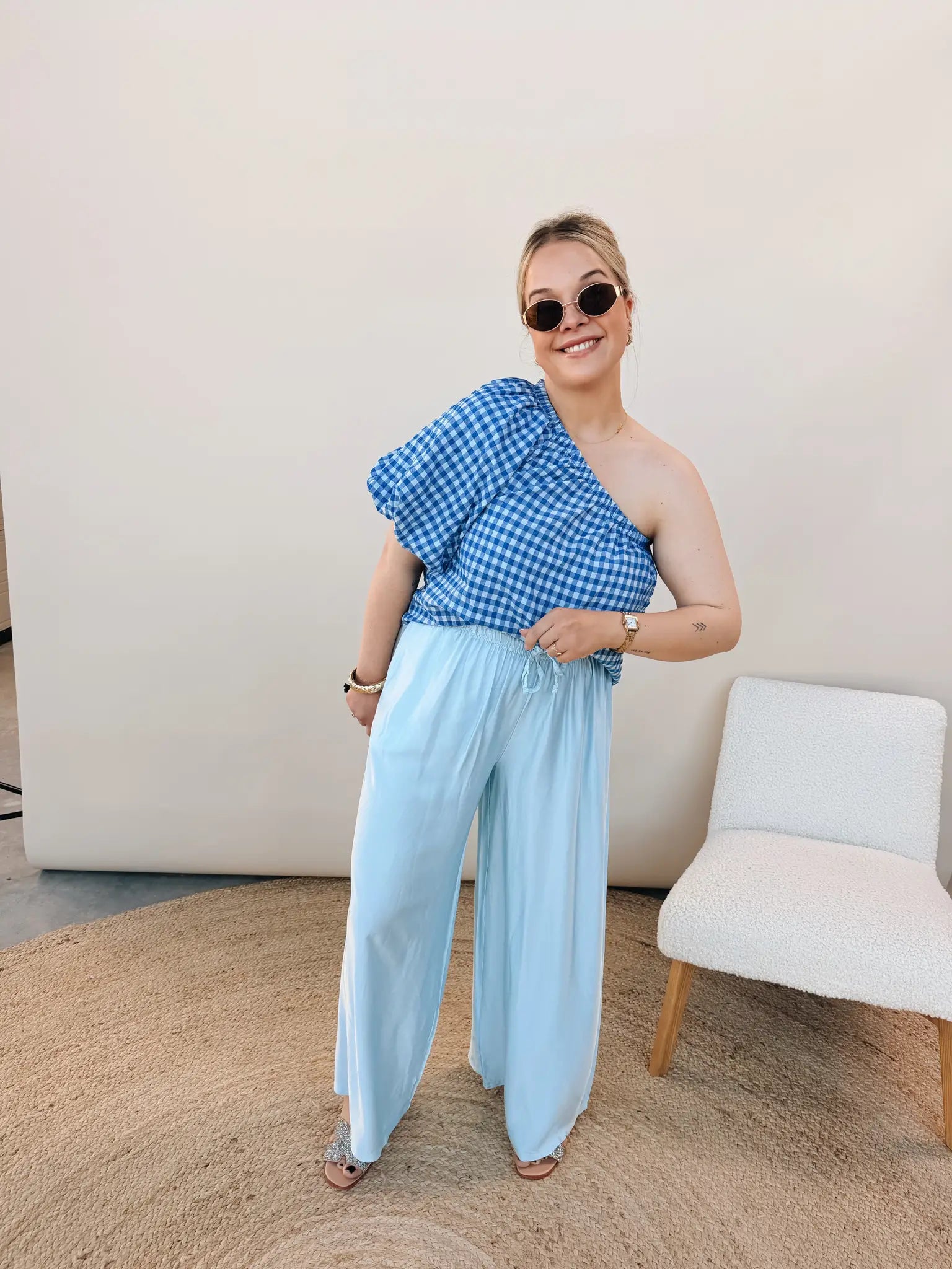 Marieke Off-Shoulder Top Kobaltblauw