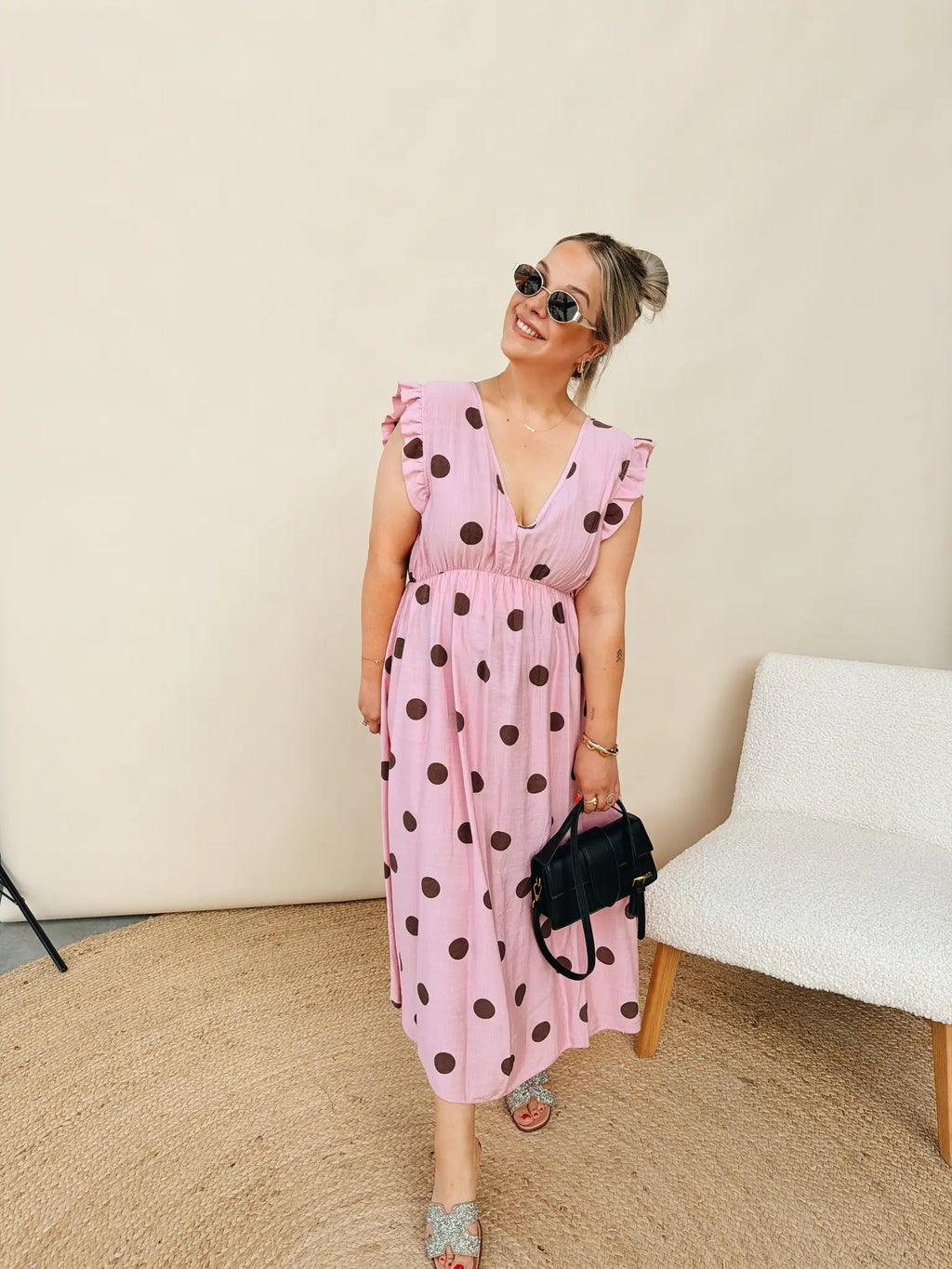Madeleine Dot Jurk Fuchsia