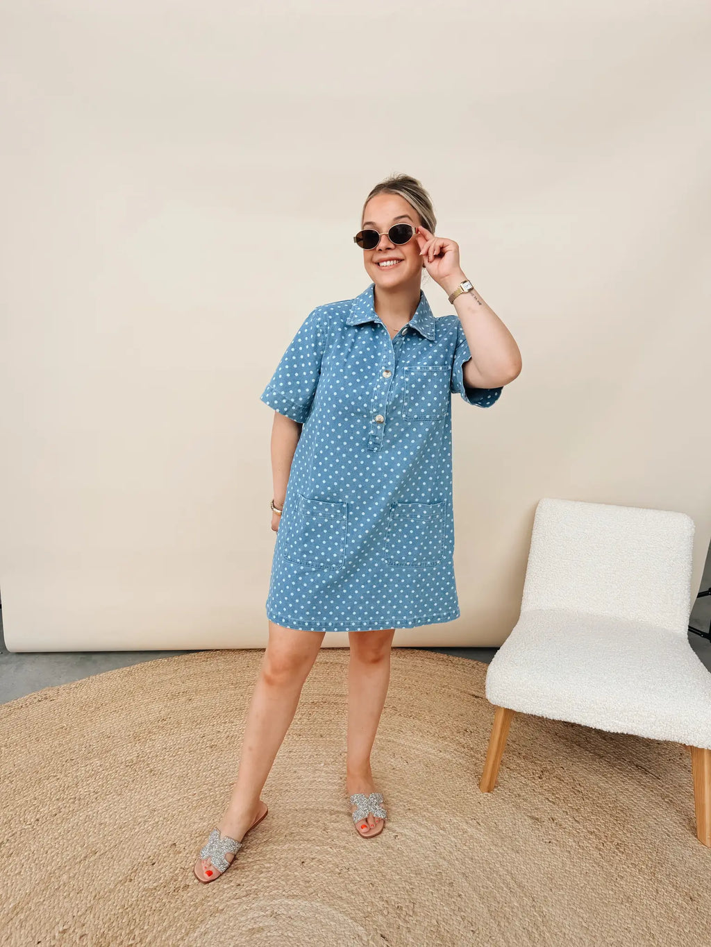 Nova Dot Jeans Dress
