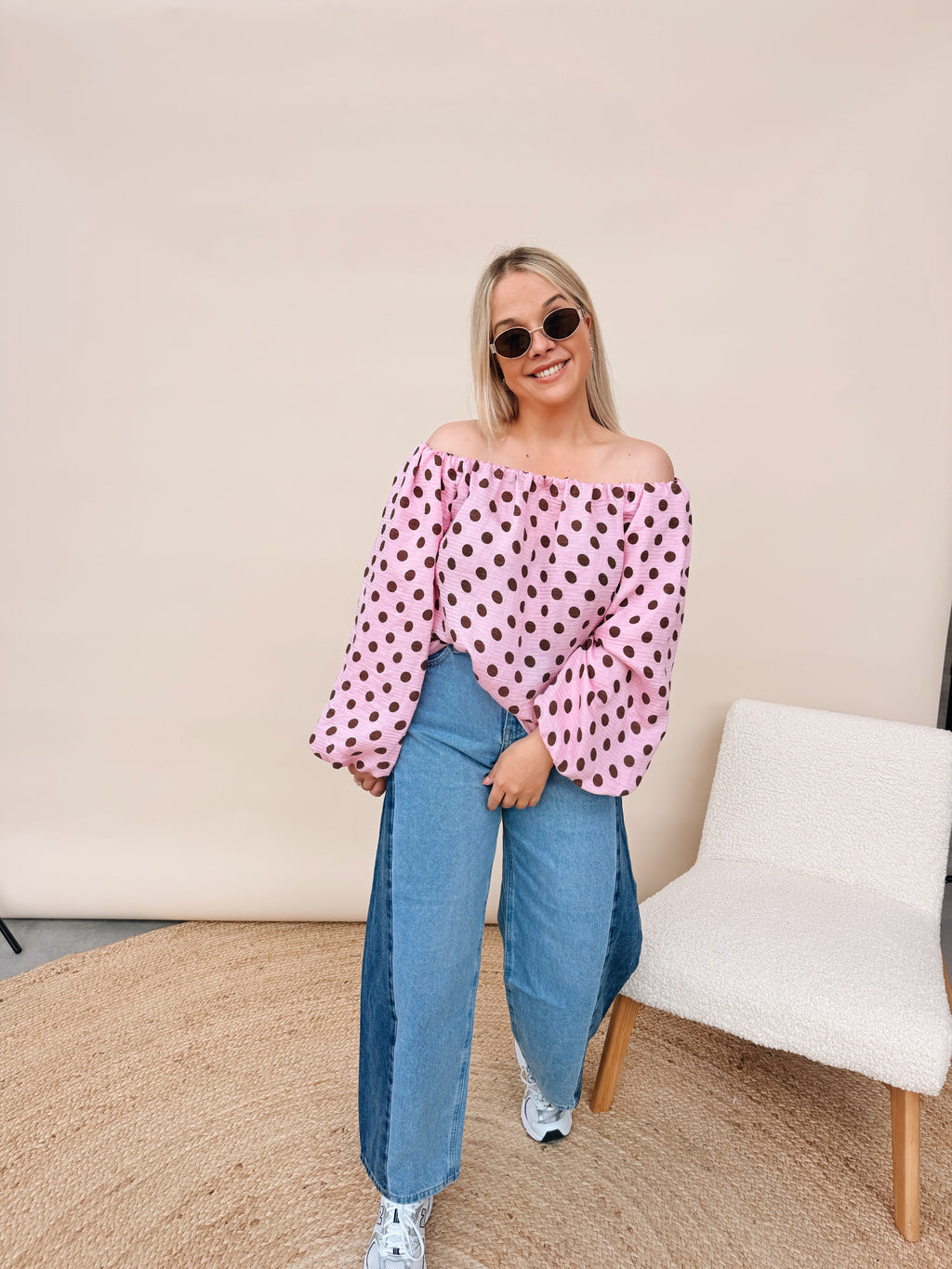 Claire Dot Top Fuchsia