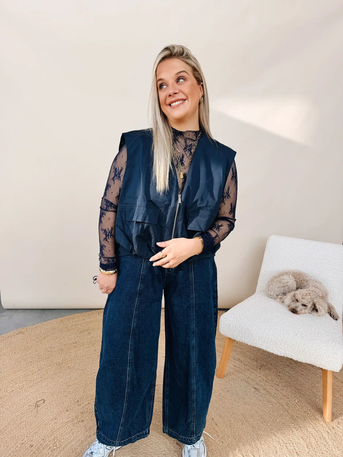 Salomé Lace Top Navy