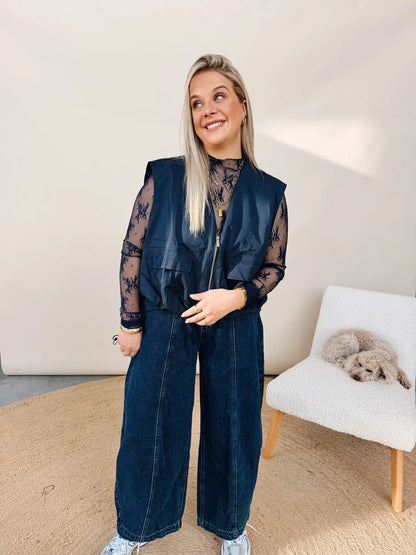 Salomé Lace Top Navy