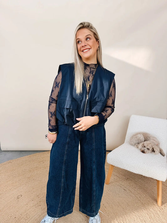 Salomé Lace Top Navy