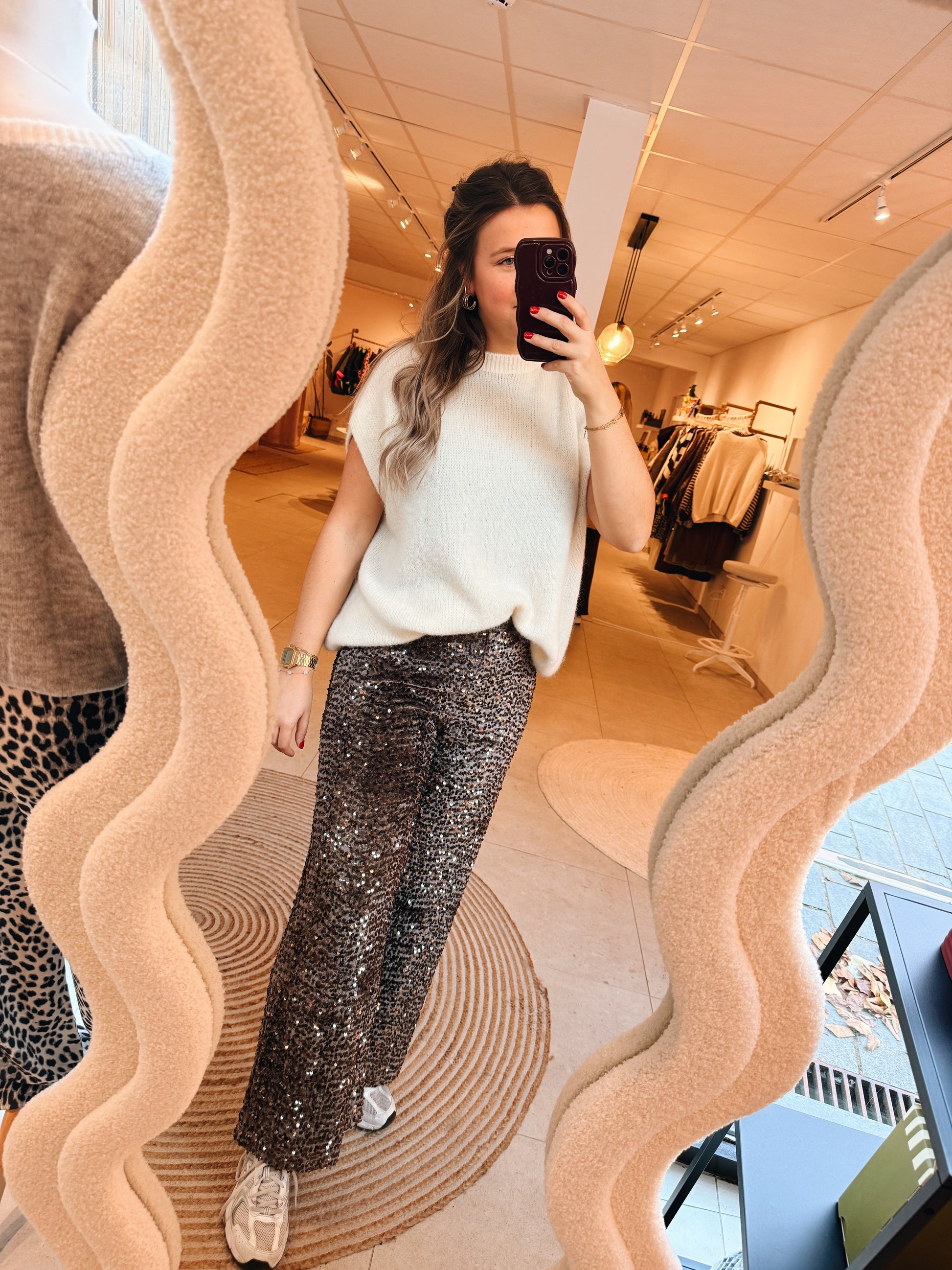 Dina Paillettes Pantalon Choco