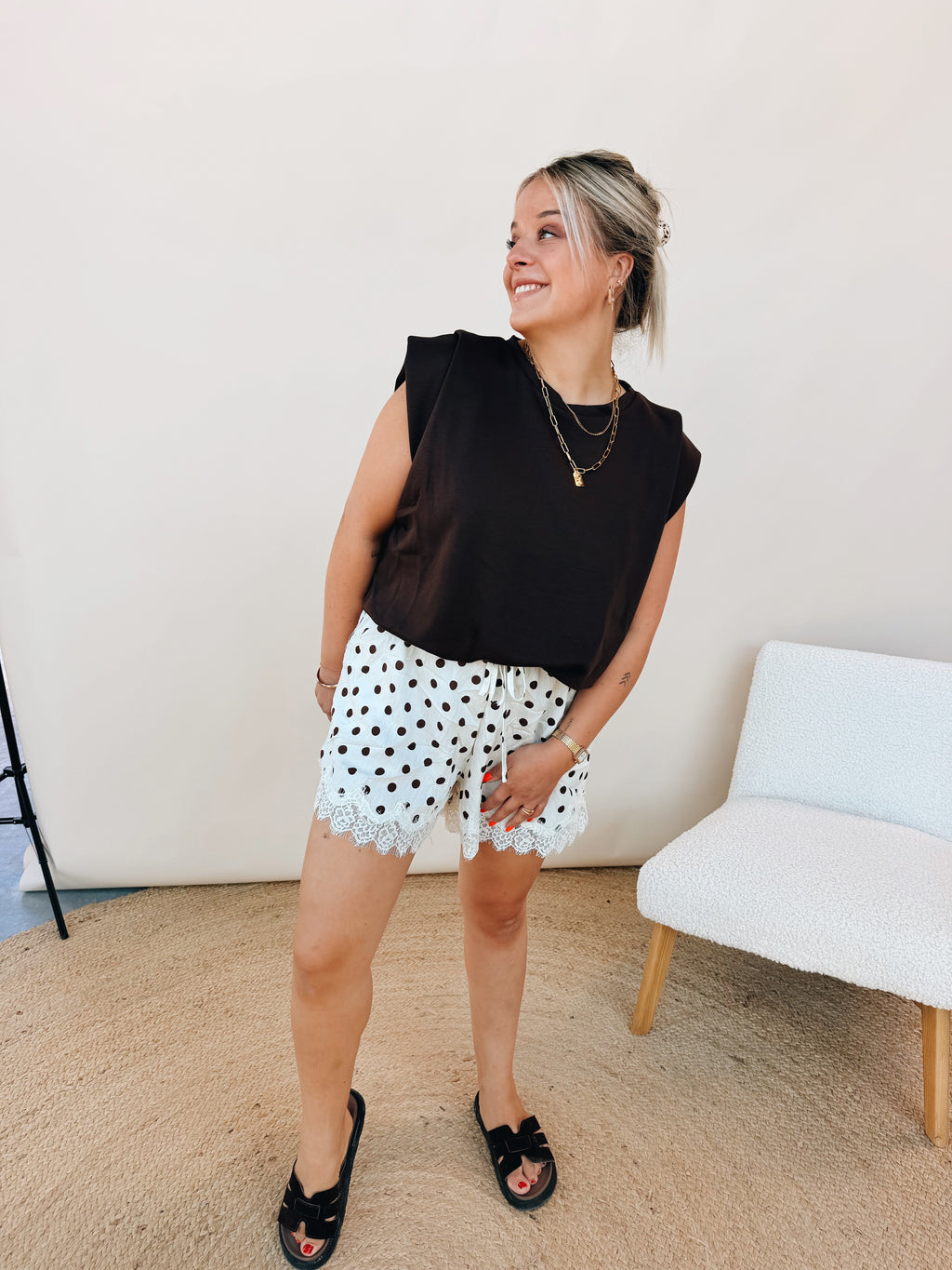Lucie Dot Short Beige
