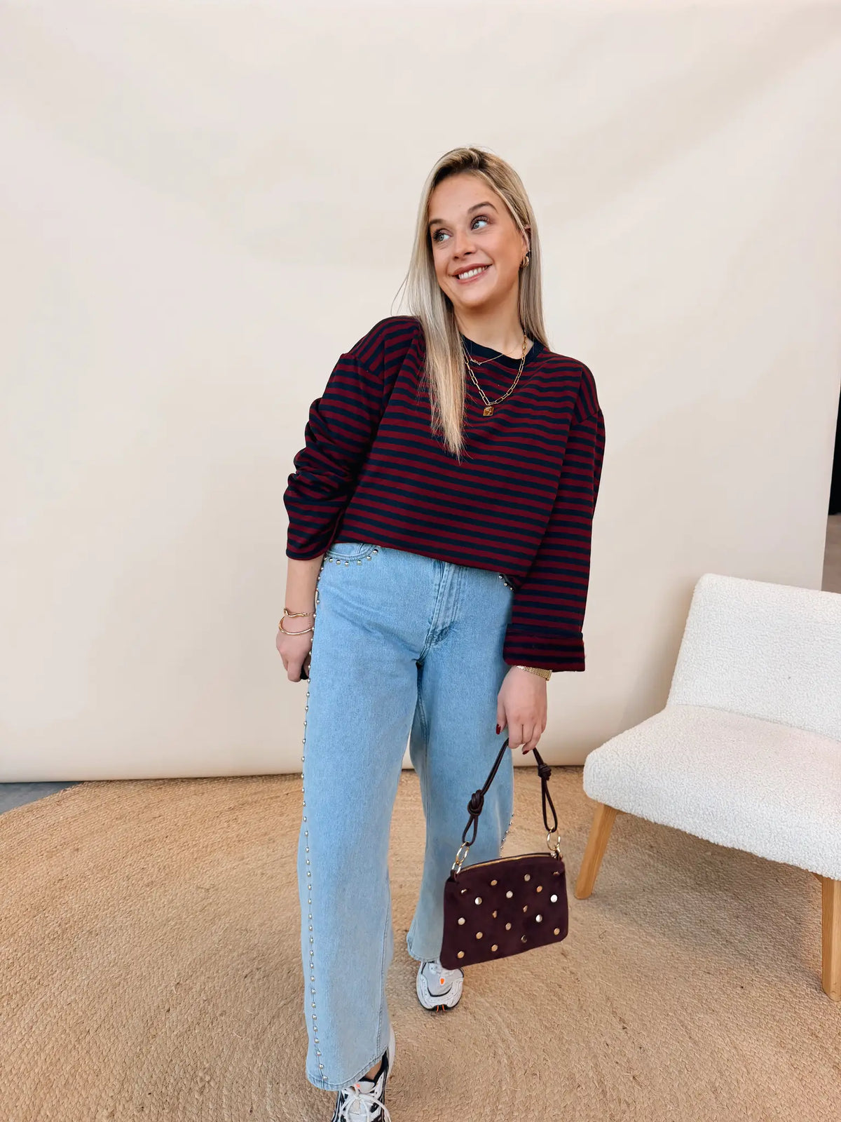 Isa Top Navy/Bordeaux
