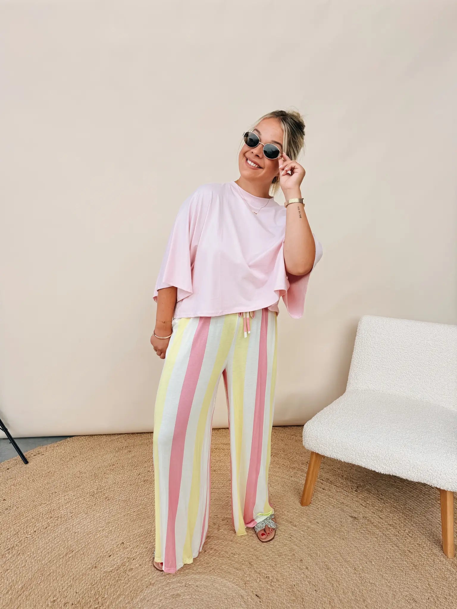 Clarisse Pantalon Roze/Geel