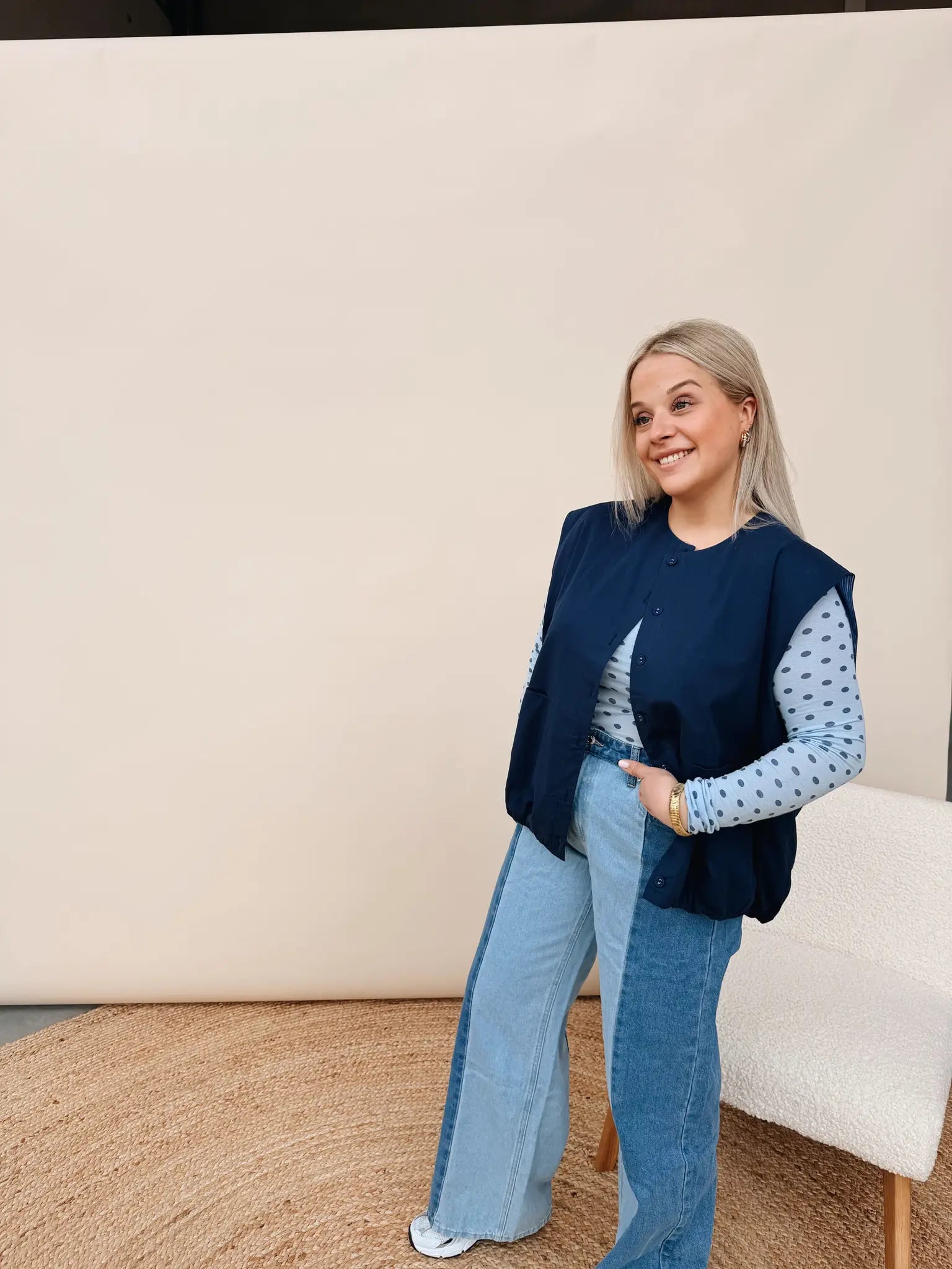 Annelotte Dot Top Babyblauw