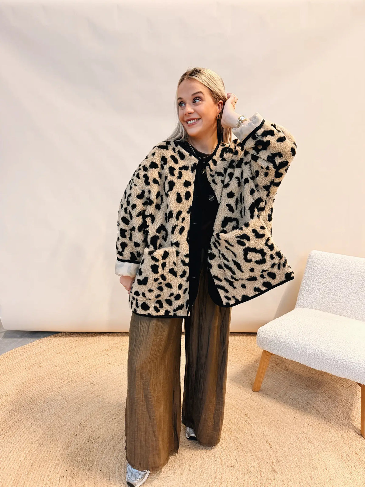 Cato Leopard Jacket Beige