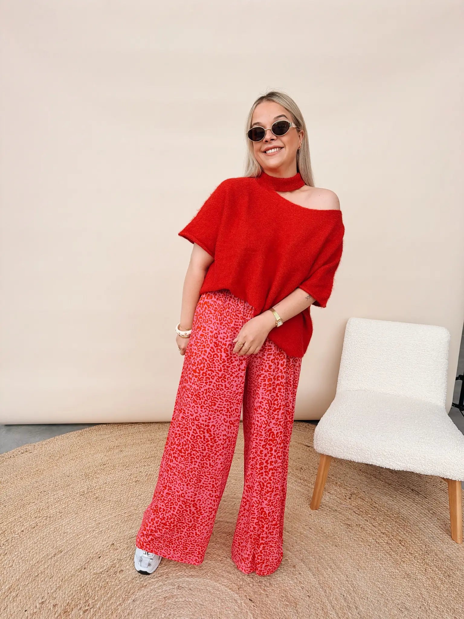 Fien Leopard Pantalon Fuchsia