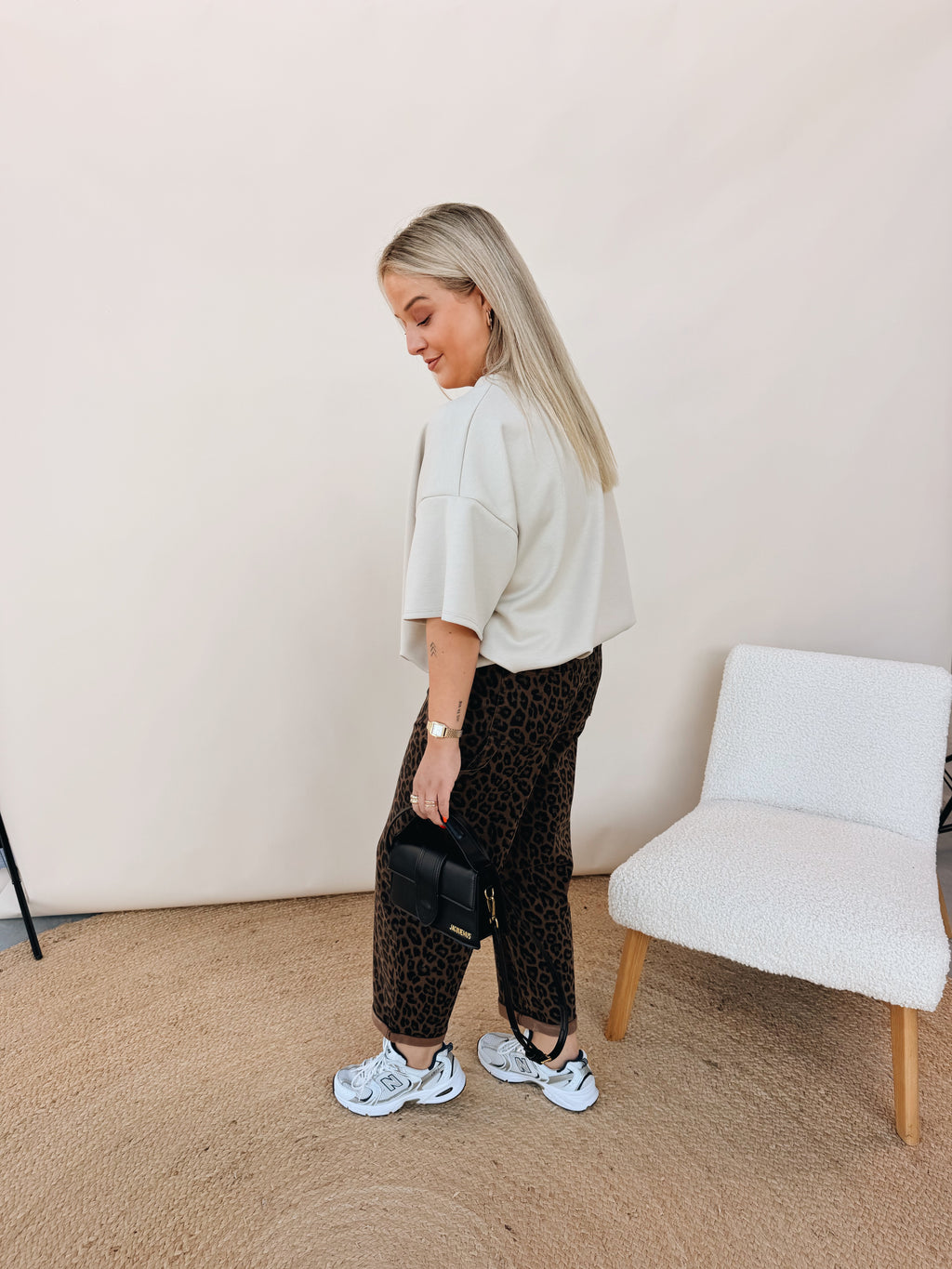 Milae Leopard Cargo Barrel Jeans