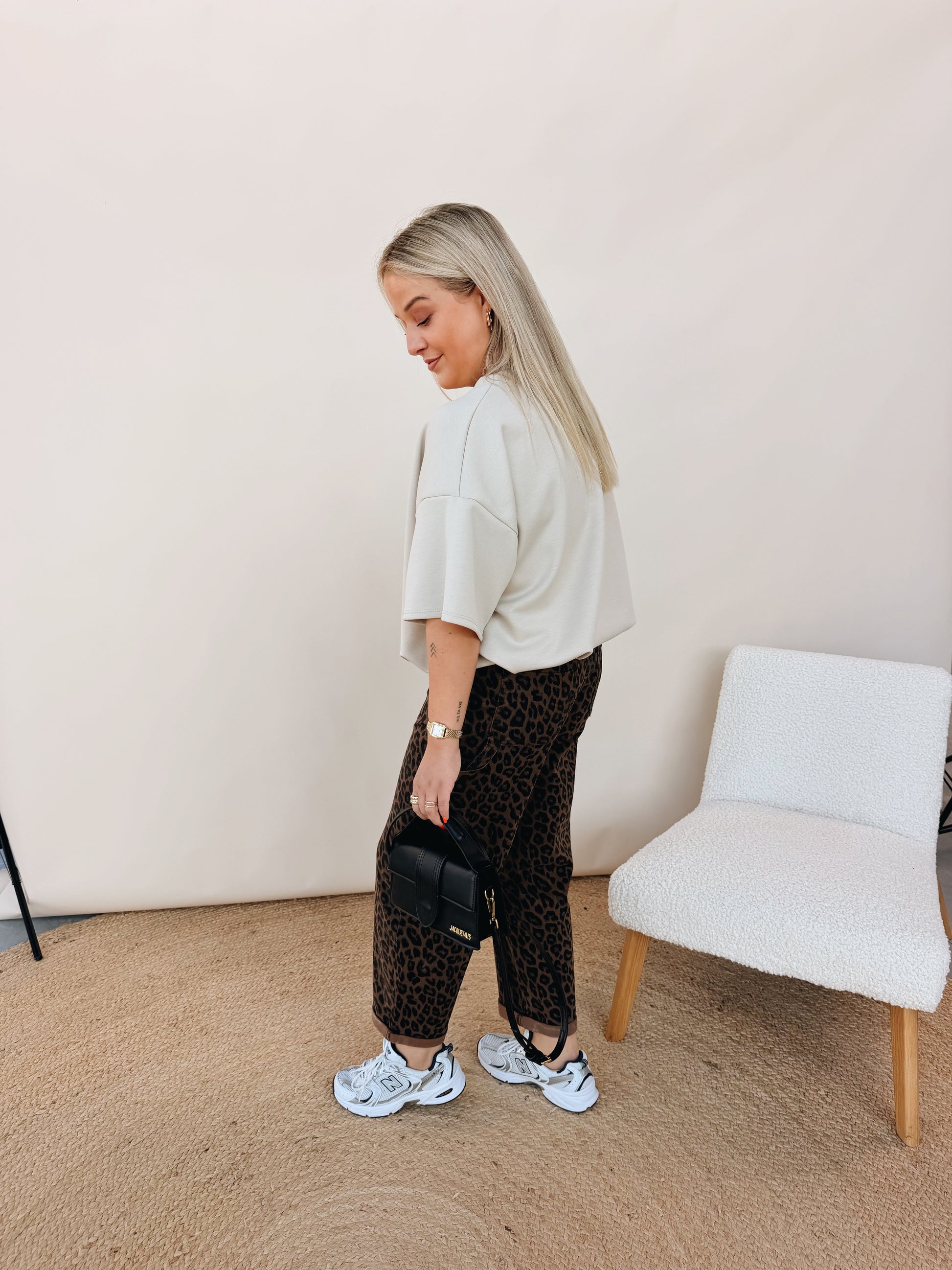 Milae Leopard Cargo Barrel Jeans