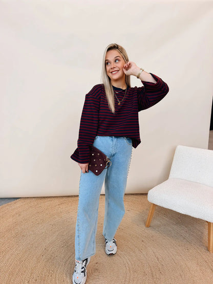 Isa Top Navy/Bordeaux