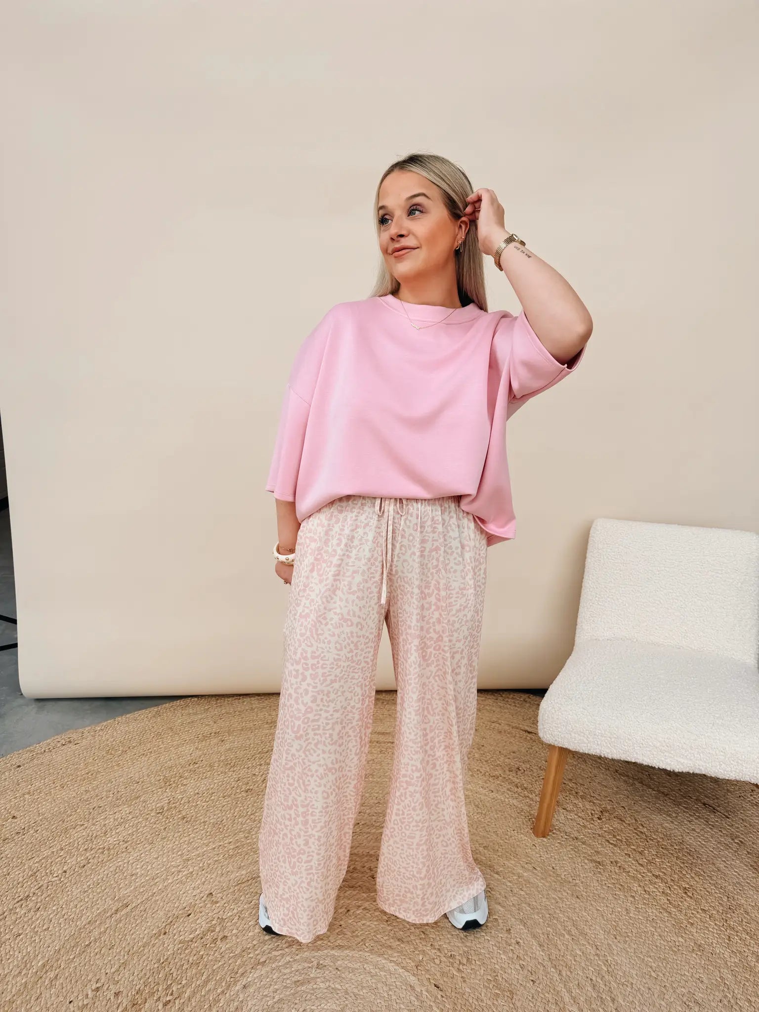 Fien Leopard Pantalon Roze