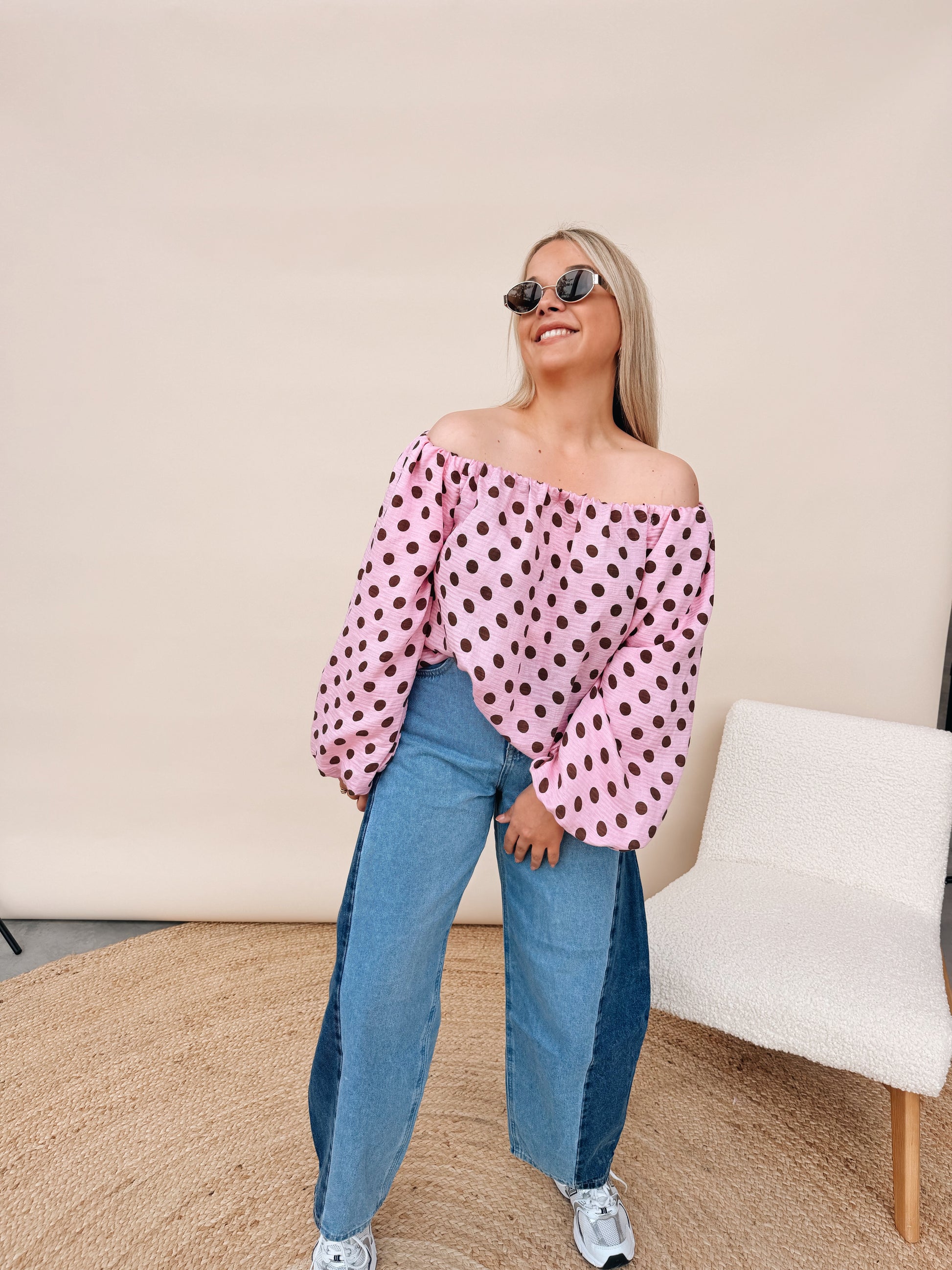Claire Dot Top Fuchsia