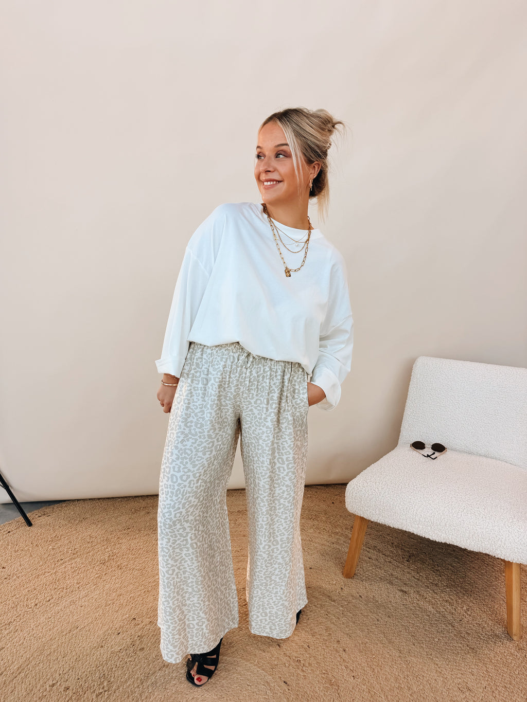 Florence Leopard Pantalon Grijs