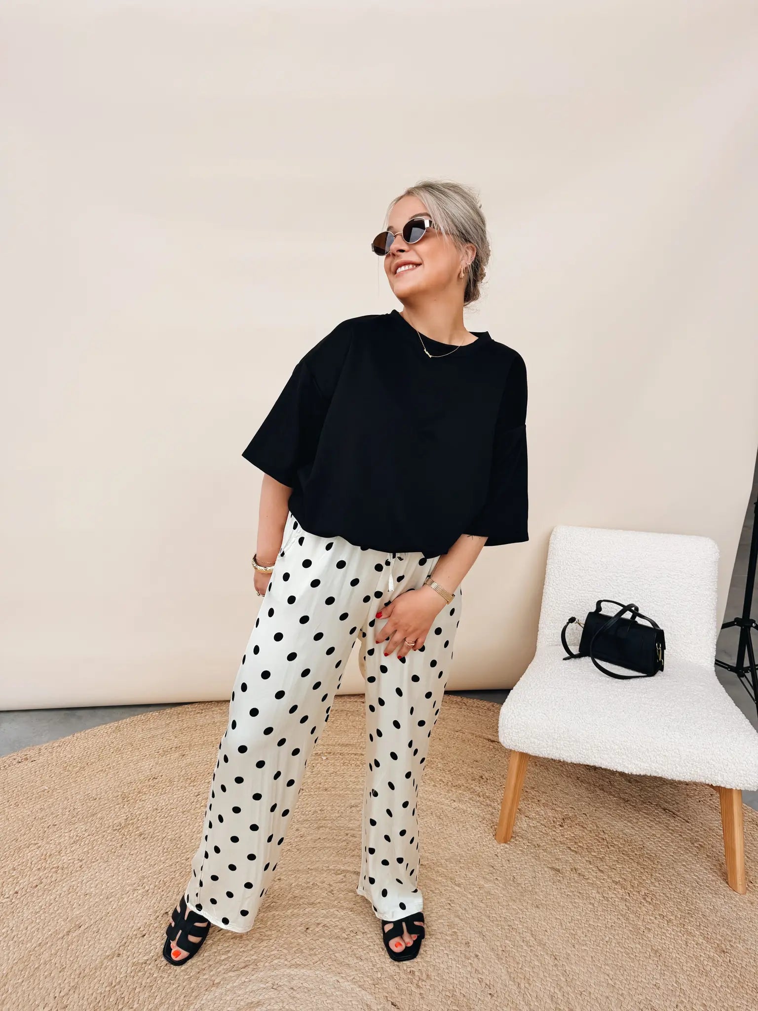 Féline Dot Pantalon Ecru