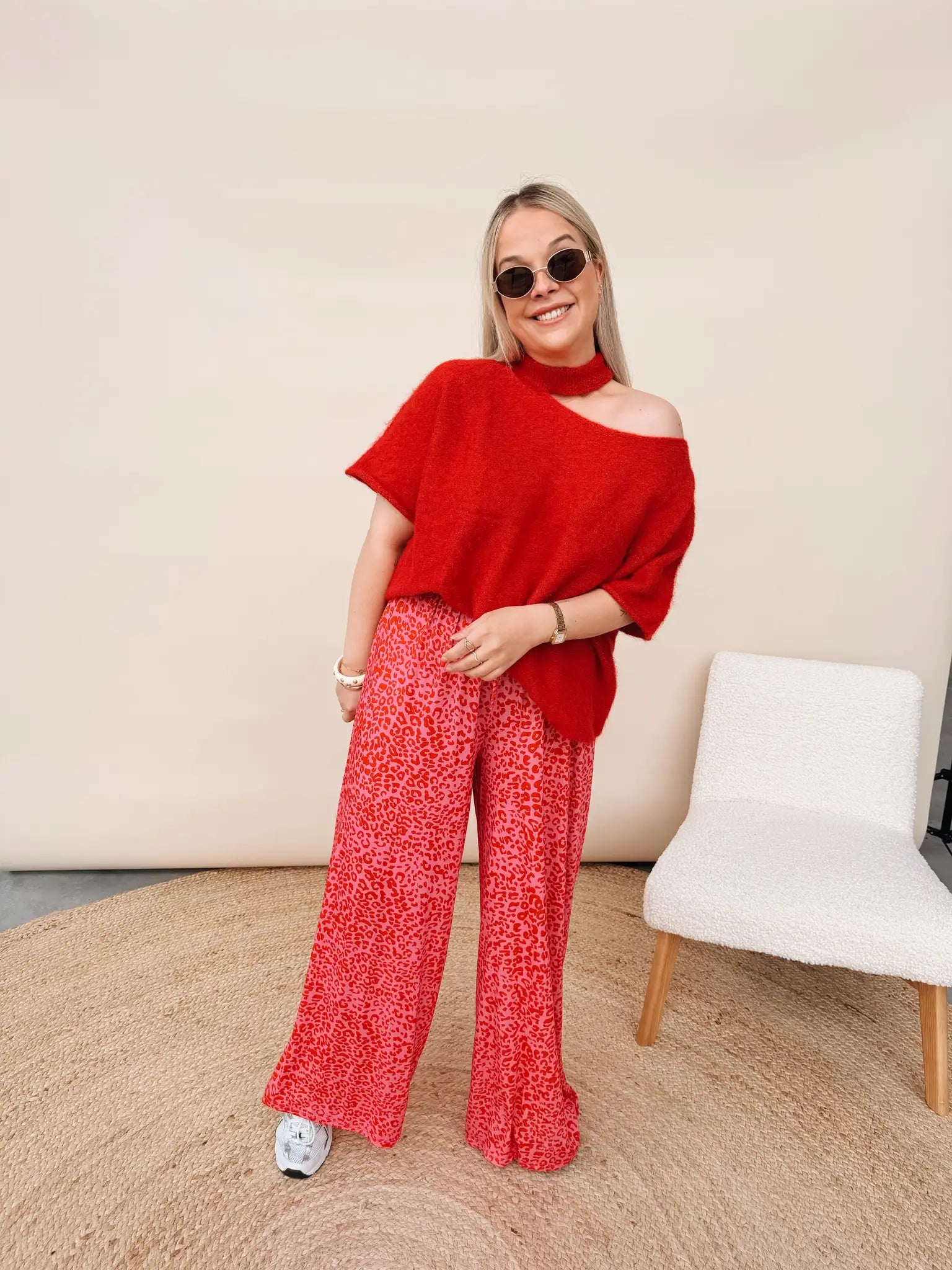 Fien Leopard Pantalon Fuchsia