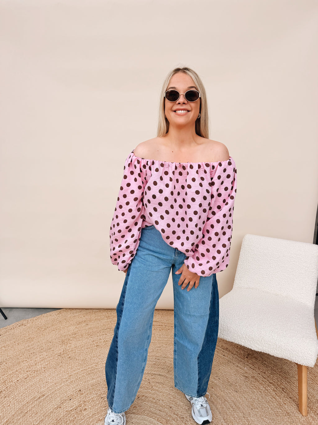 Claire Dot Top Fuchsia