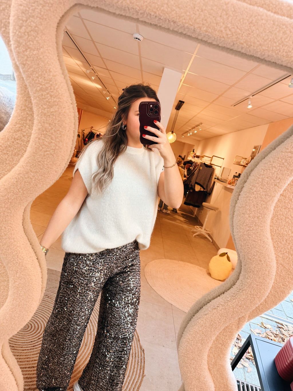 Dina Paillettes Pantalon Choco