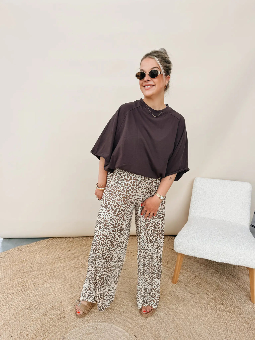 Lizanne Leopard Pantalon Choco