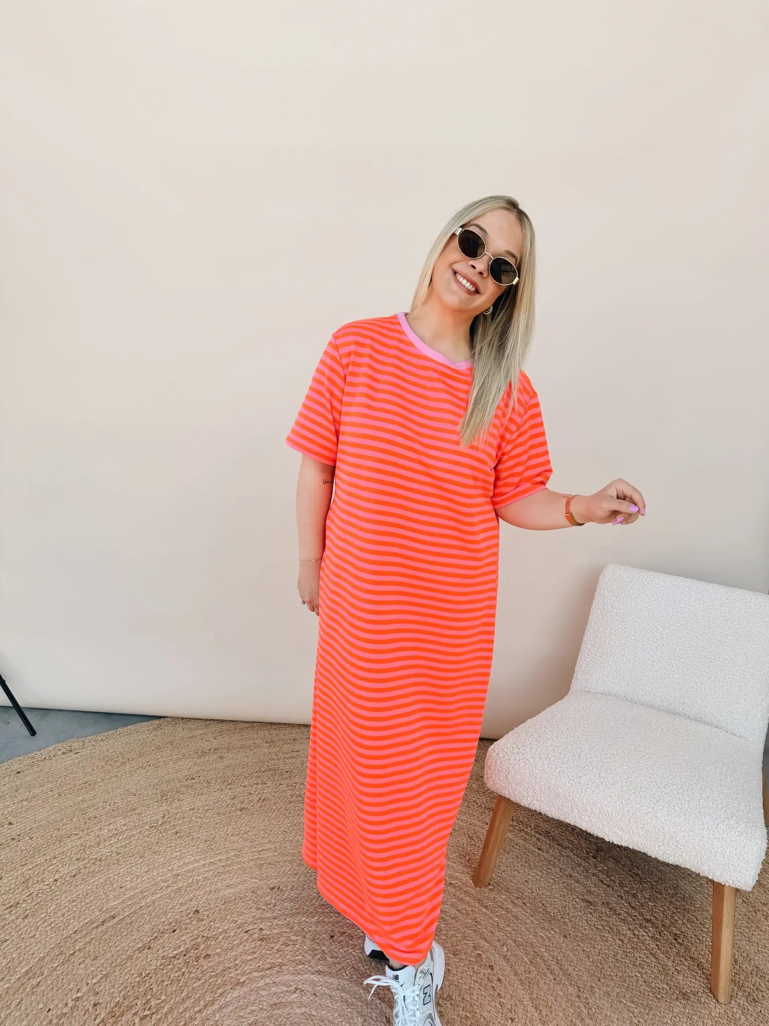 Ines Striped Dress Oranje