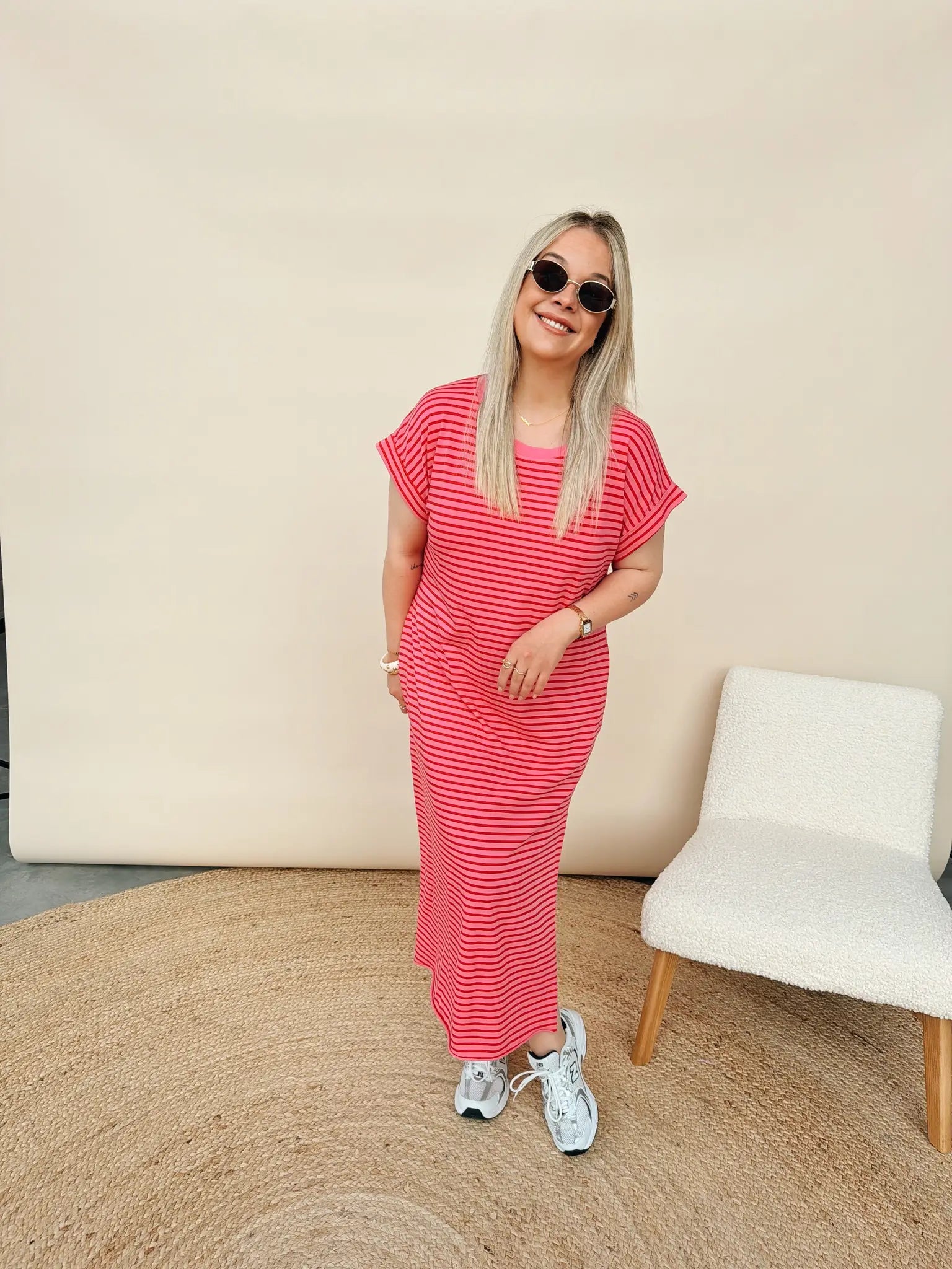 Joy Striped Dress Fuchsia