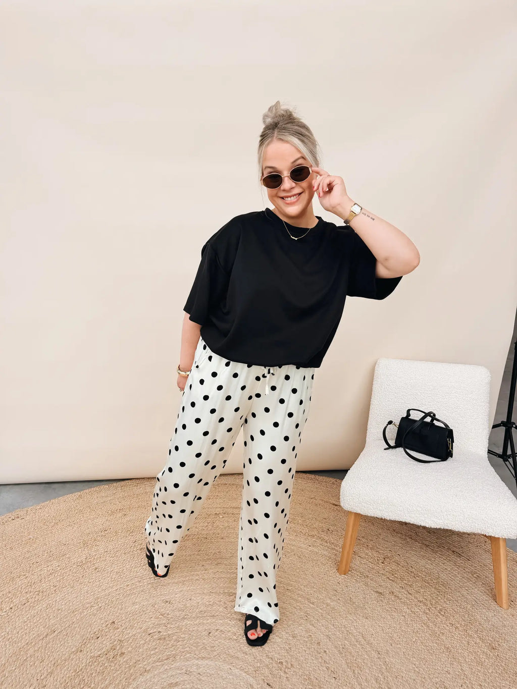Féline Dot Pantalon Ecru