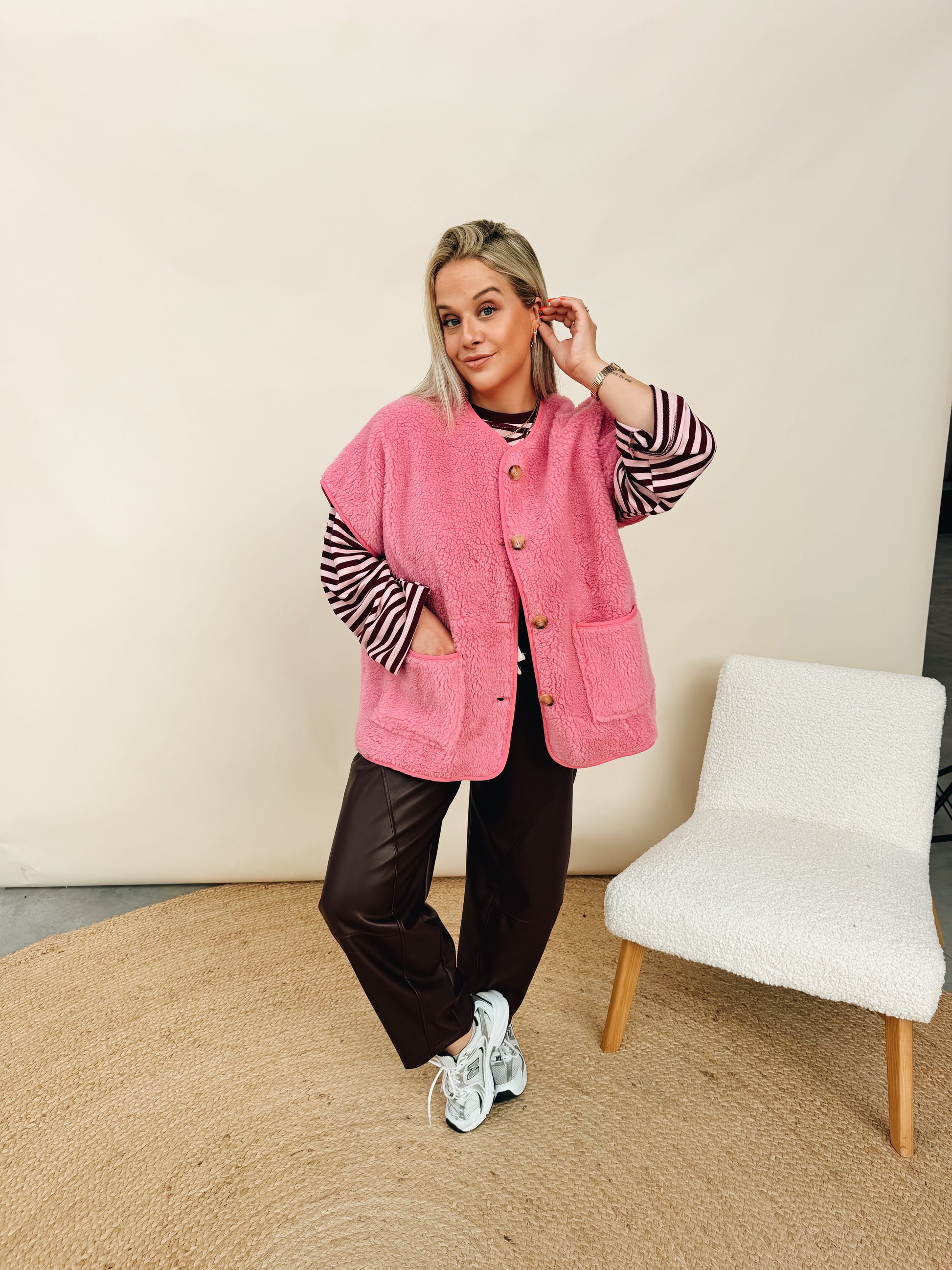 Demi Teddy Gilet Fuchsia