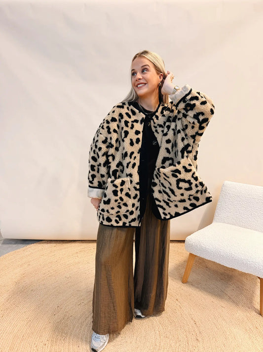 Cato Leopard Jacket Beige