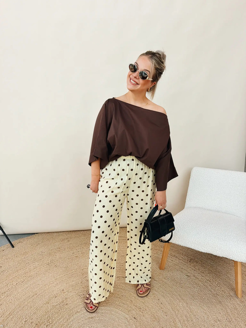 Emmeline Dot Pantalon Geel/Choco