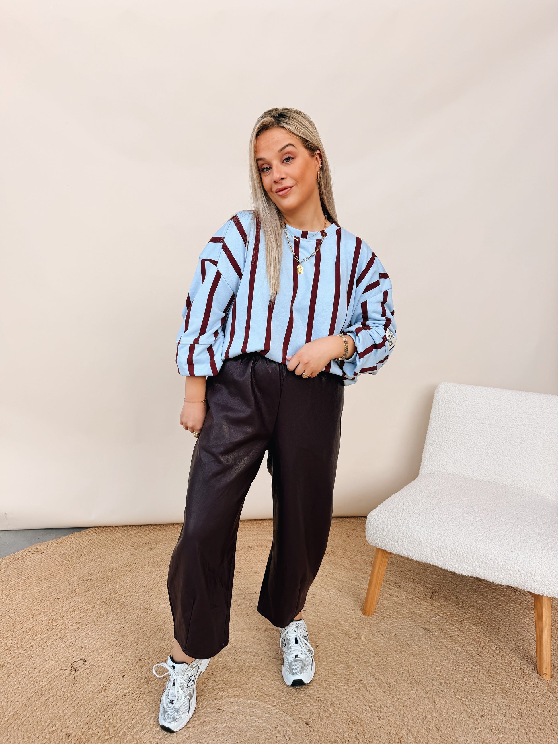 Blanche Sweatshirt Bordeaux/Babyblauw