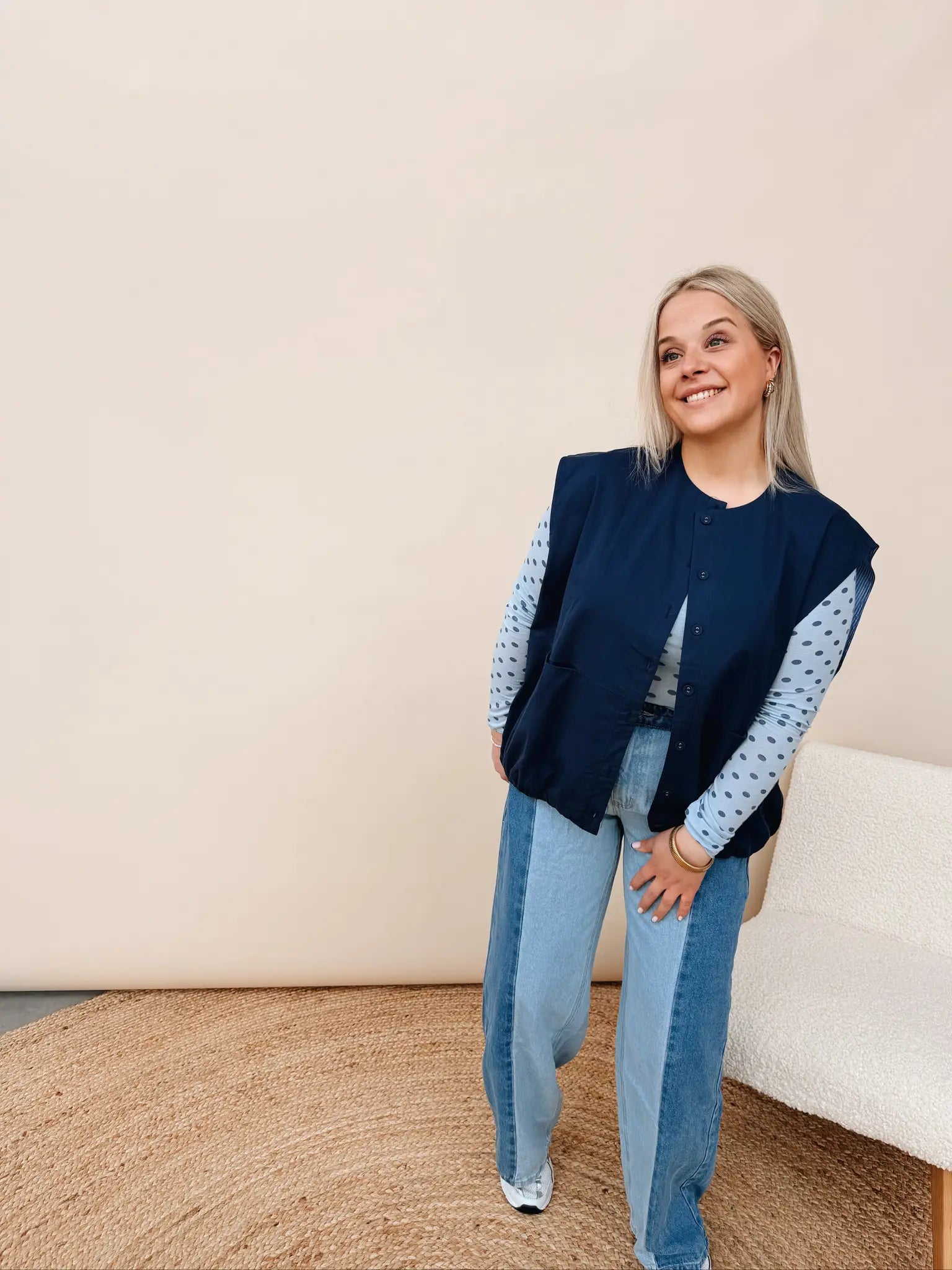 Annelotte Dot Top Babyblauw