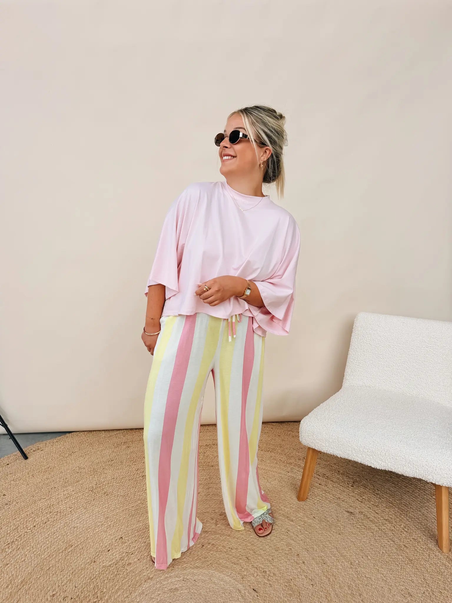 Clarisse Pantalon Roze/Geel