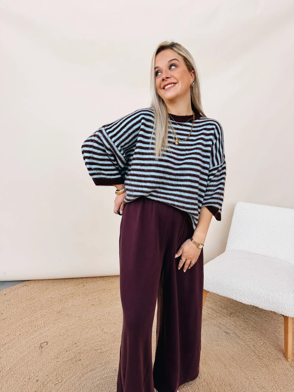 Alexandrine Knit Blauw/Bordeaux