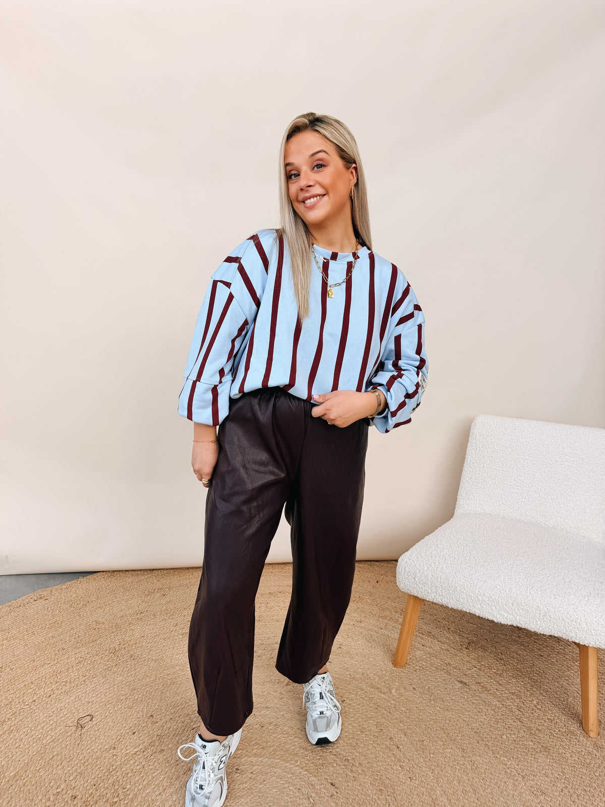 Blanche Sweatshirt Bordeaux/Babyblauw