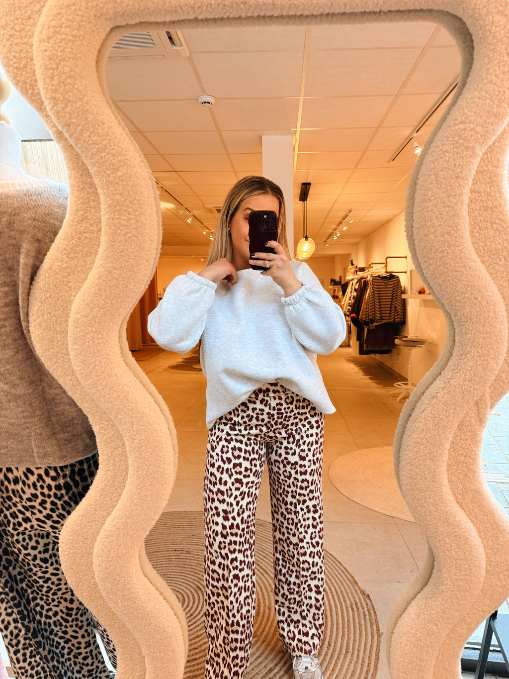 Luca Leopard Pantalon Burgundy