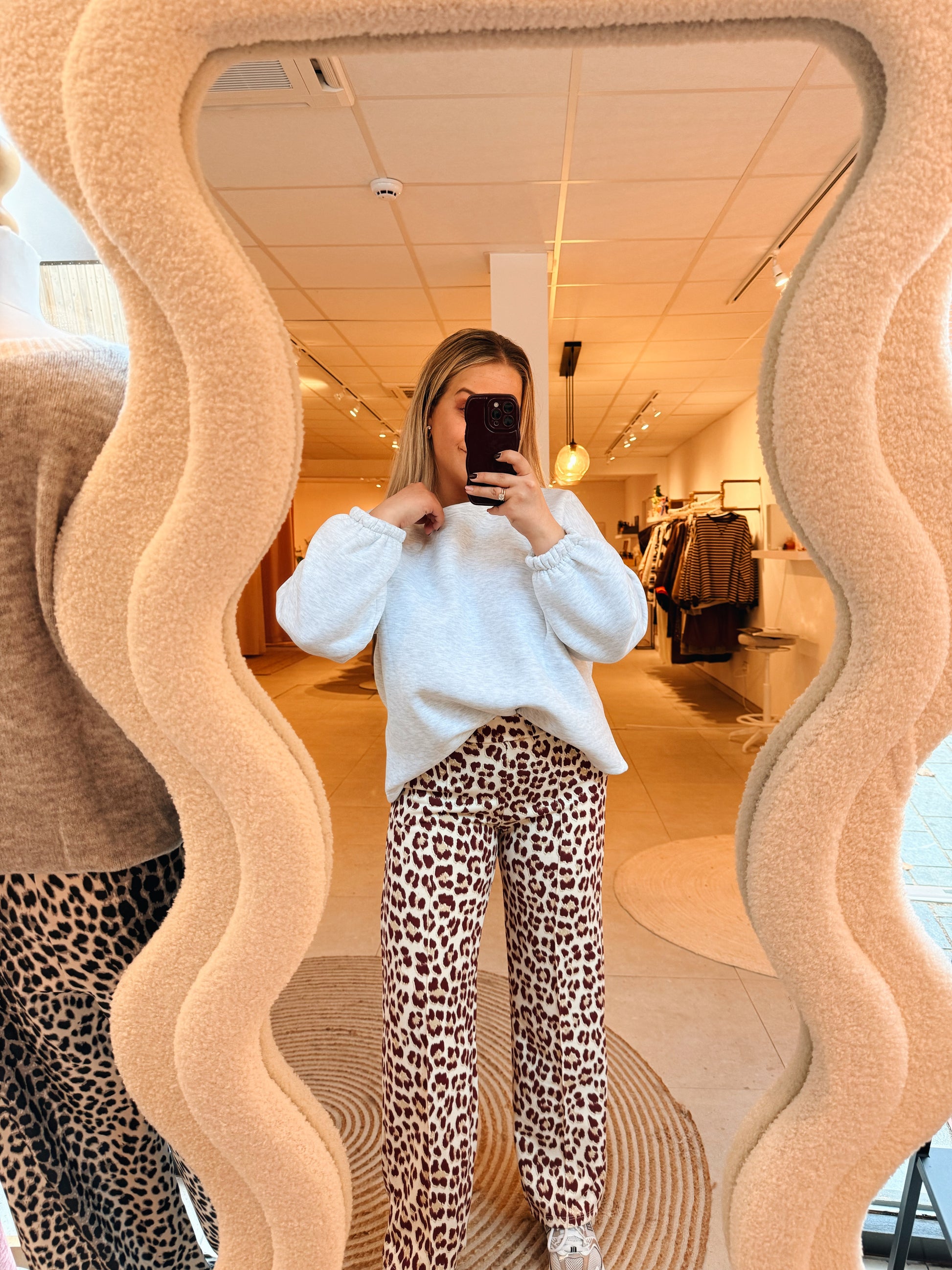 Luca Leopard Pantalon Burgundy