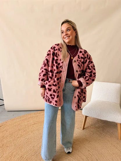 Cato Leopard Jacket Bordeaux/Roze