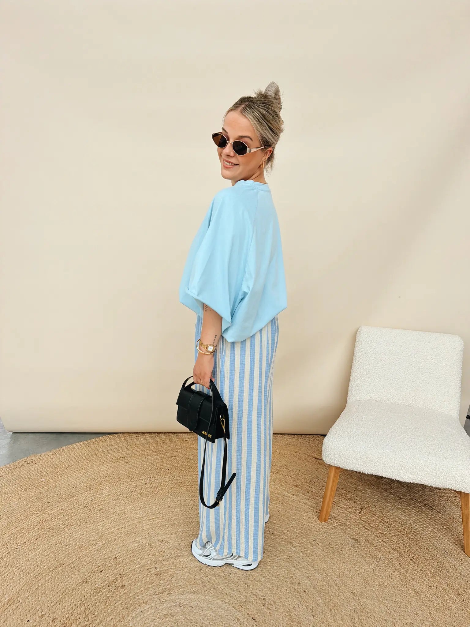 Rosalie Striped Pantalon Babyblauw