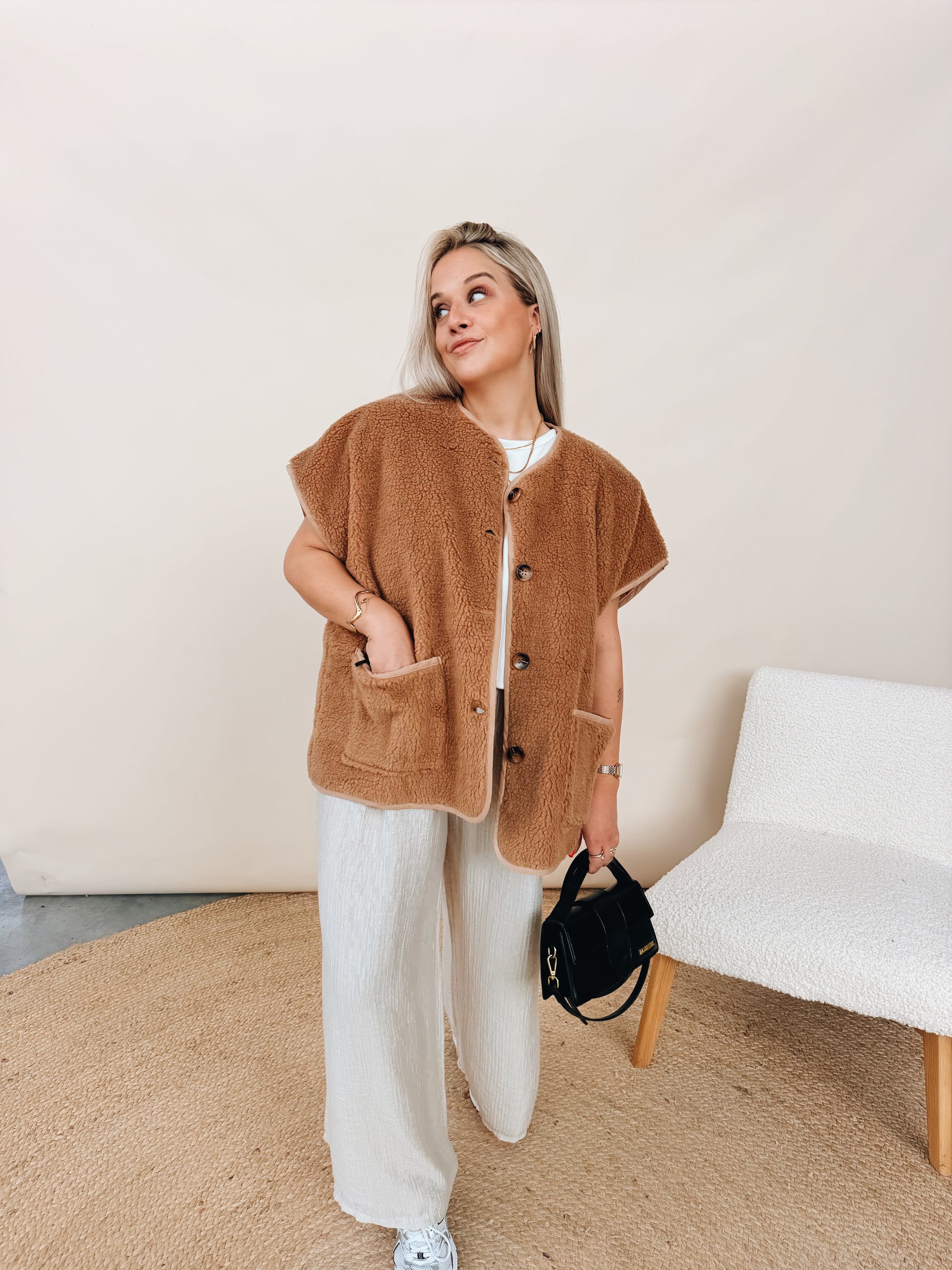 Demi Teddy Gilet Camel