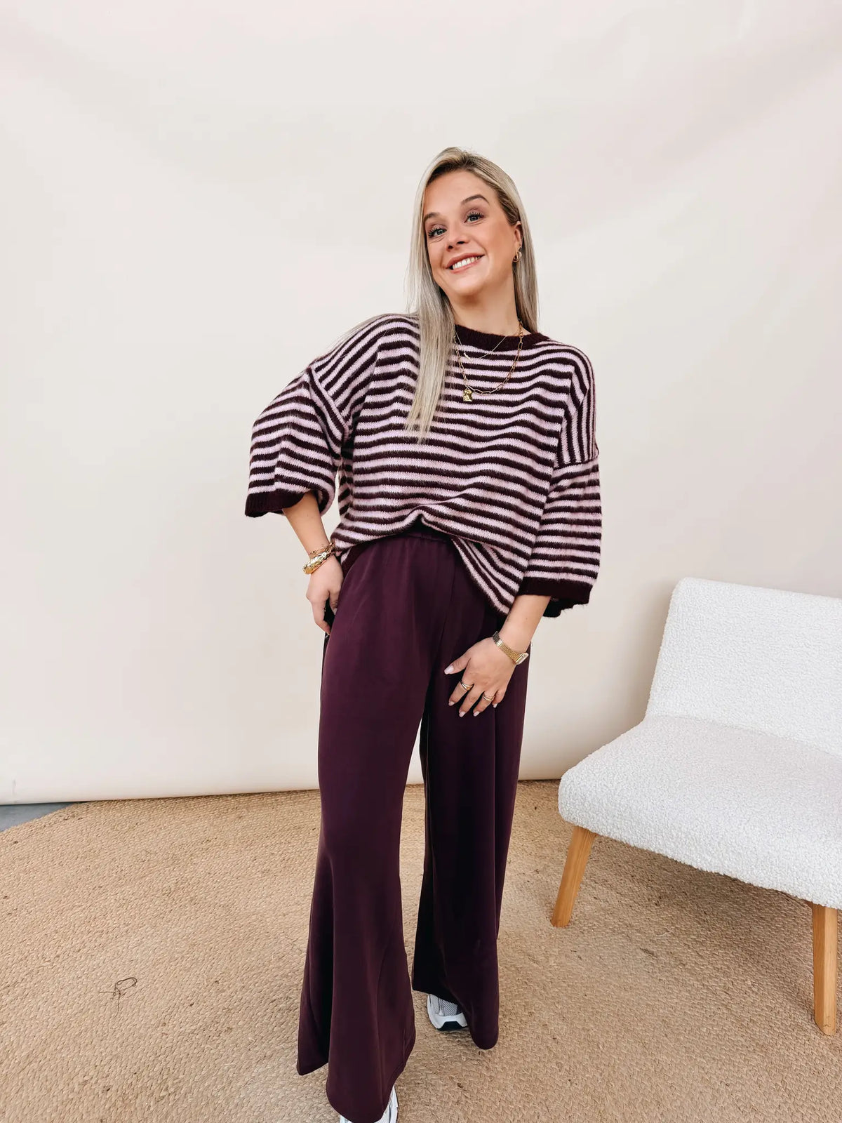 Alexandrine Knit Bordeaux/Rose