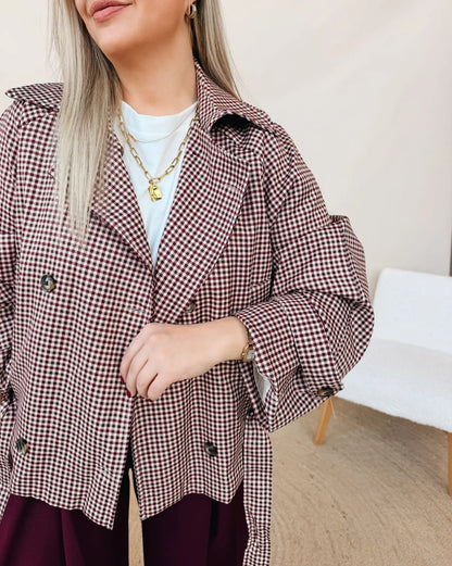 Renée Checkered Jacket Burgundy
