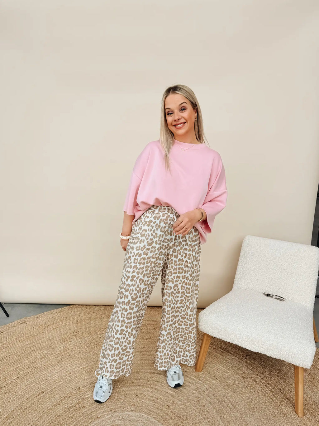 Nour Leopard Pantalon Beige