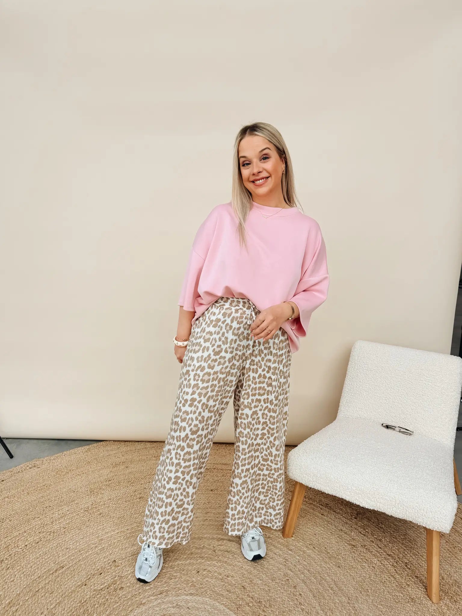 Nour Leopard Pantalon Beige